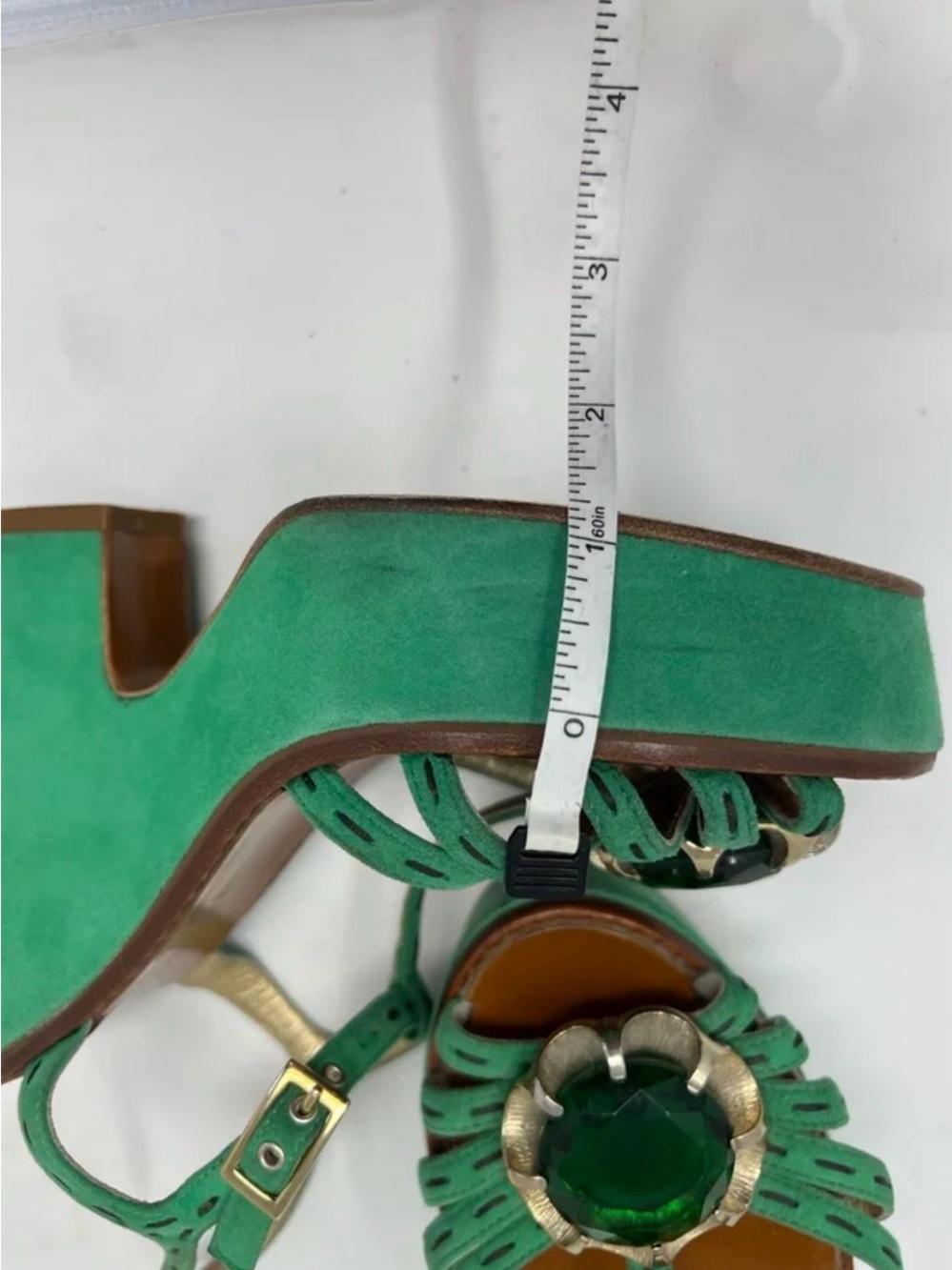 Marc Jacobs Emerald Green Suede Platform Sandals with Jewel Detail - Picture 13 of 13